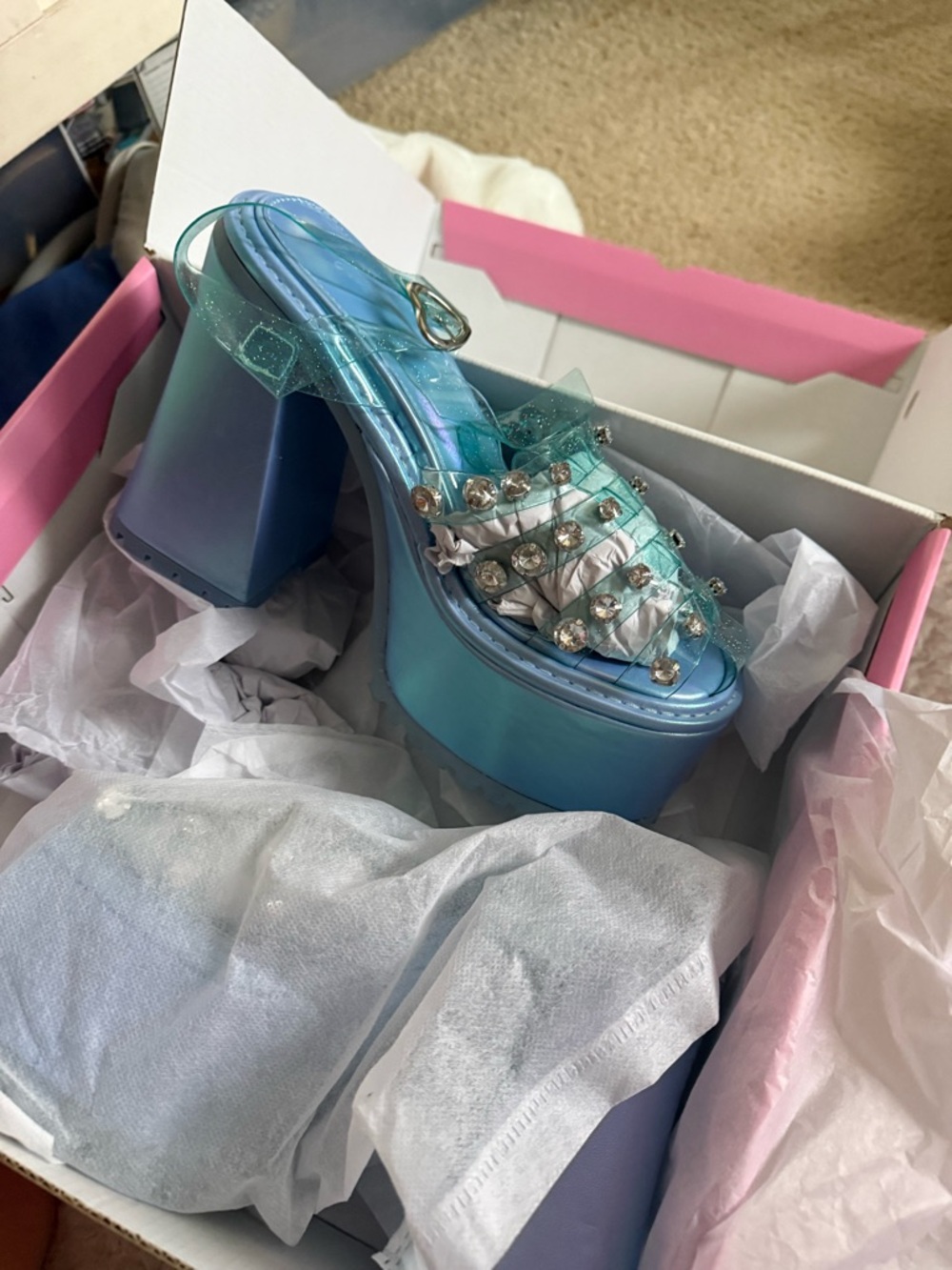 SELF-LOVE CLUB PLATFORM HEELS - BLUE